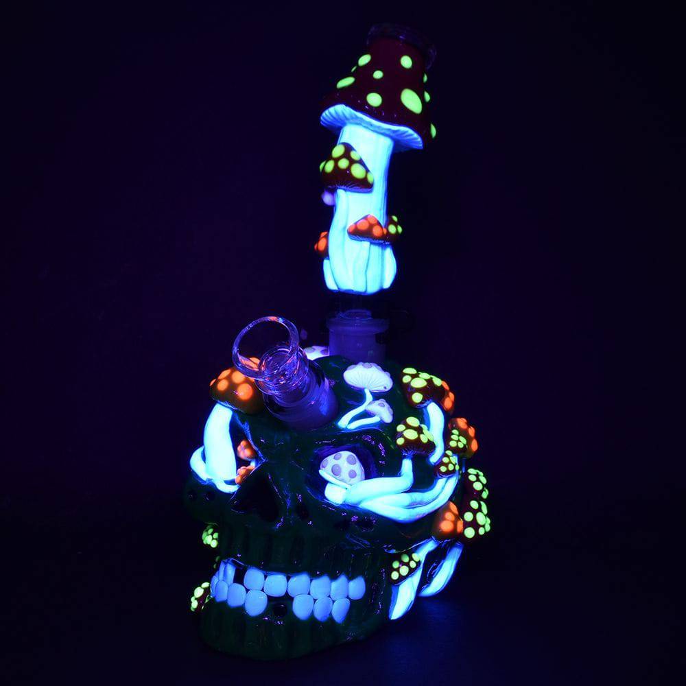 Mushroom Garden Sugar Skull Water Pipe - 10" / 19mm F - Discreet Smoker
