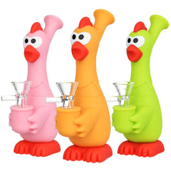 What The Cluck Silicone Water Pipe - 7" / 14mm F / Colors Vary - Discreet Smoker