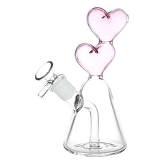 Hearts Converge Glass Water Pipe - 6.75" / 14mm F - Discreet Smoker
