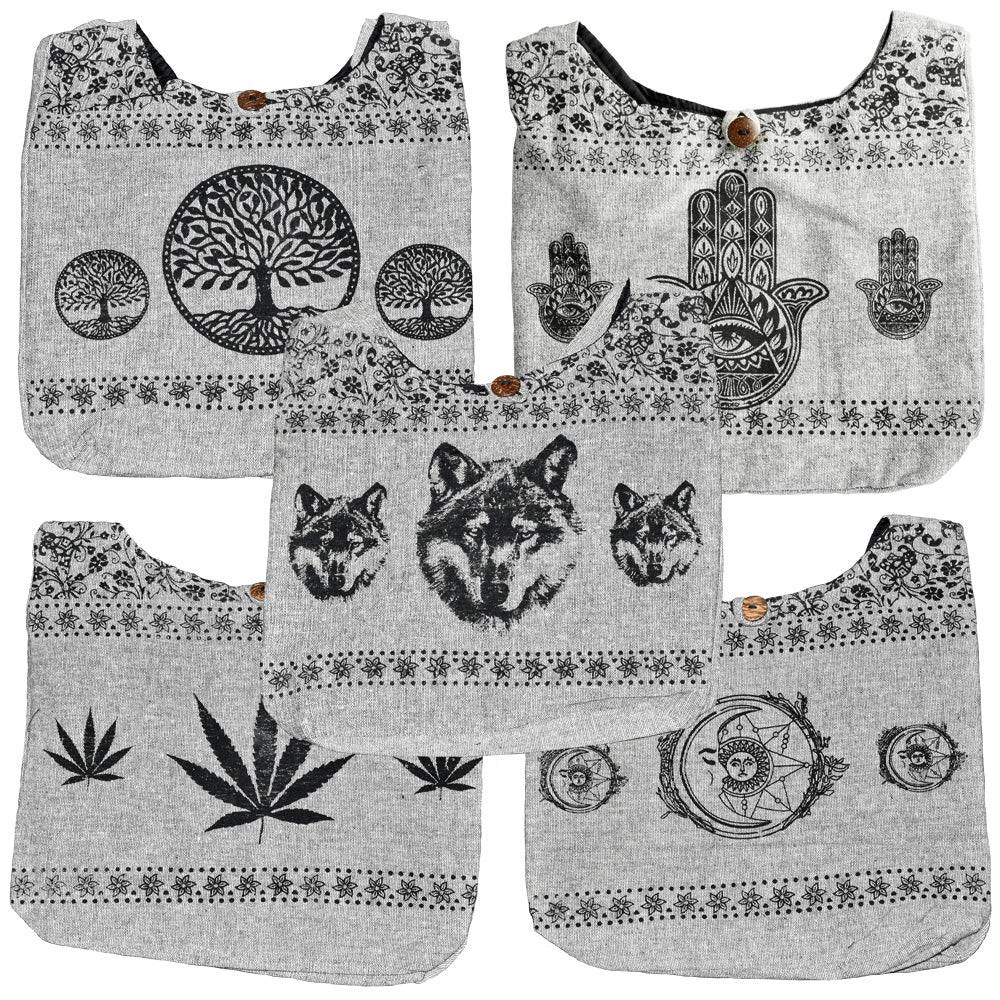 ThreadHeads Blackwork Print Cotton Sling Bag - 15"x13"/Designs Vary - Discreet Smoker