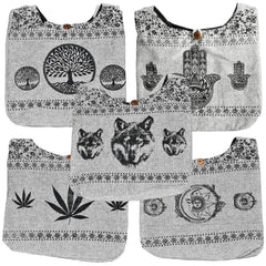 ThreadHeads Blackwork Print Cotton Sling Bag - 15"x13"/Designs Vary - Discreet Smoker