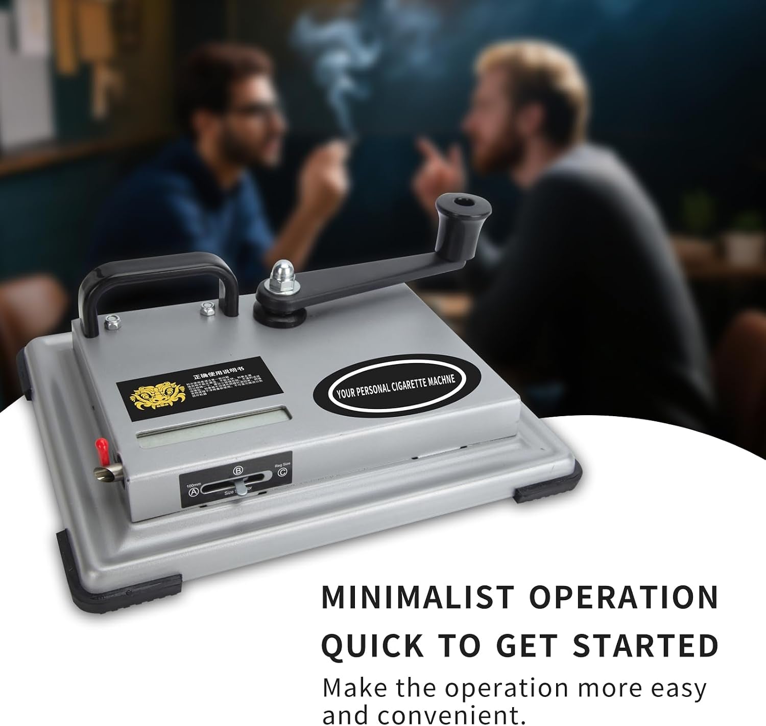 Manual Cigarette Rolling Machine Tobacco Injector for 8Mm Diameter Cigarette Tubes, Makes 80-100Mm Length Cigarettes, Portable Handheld Cigarette Maker (Silver)