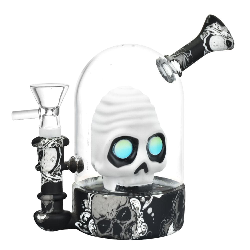 Spun Skull Bell Jar Water Pipe - 5.5" / 14mm F - Discreet Smoker