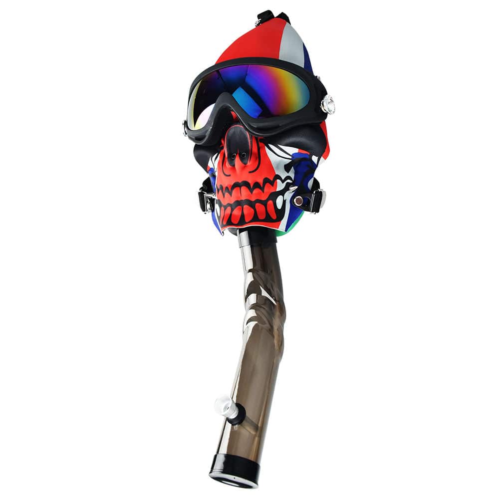 Ski Goggle Gas Mask w/ Acrylic Water Pipe - 18"/Assorted Styles - Discreet Smoker