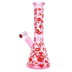Pulsar Valentine's XOXO Glass Beaker Water Pipe & Hand Pipe Set - 10" / 14mm F - Discreet Smoker