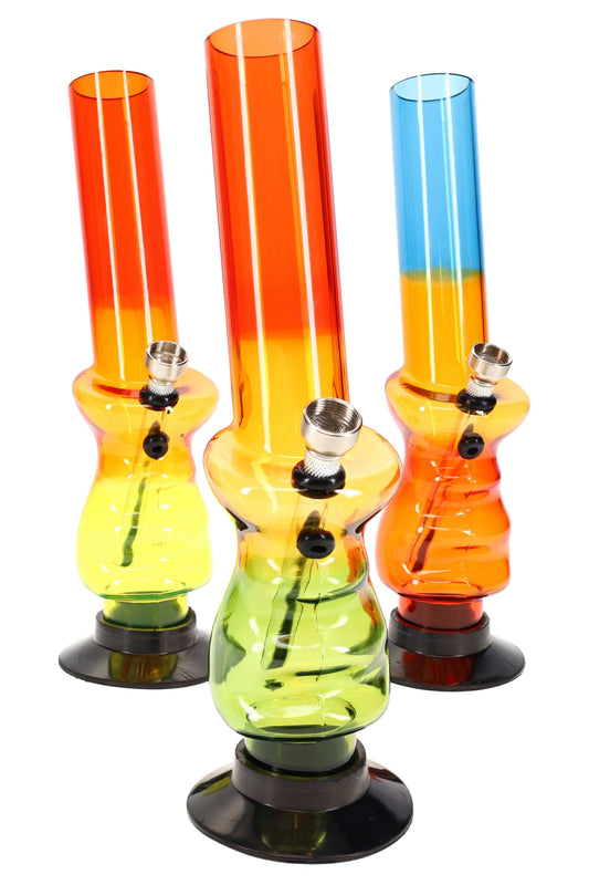 Acrylic Bong “Tri-Color Pop” – 10″ – Assorted Colors - Discreet Smoker