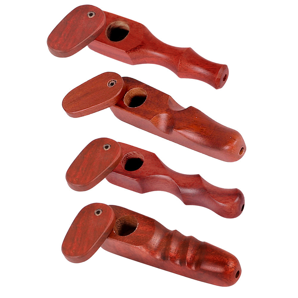 Rosewood Spoon Pipe w/ Swivel Lid | Styles Vary - Discreet Smoker