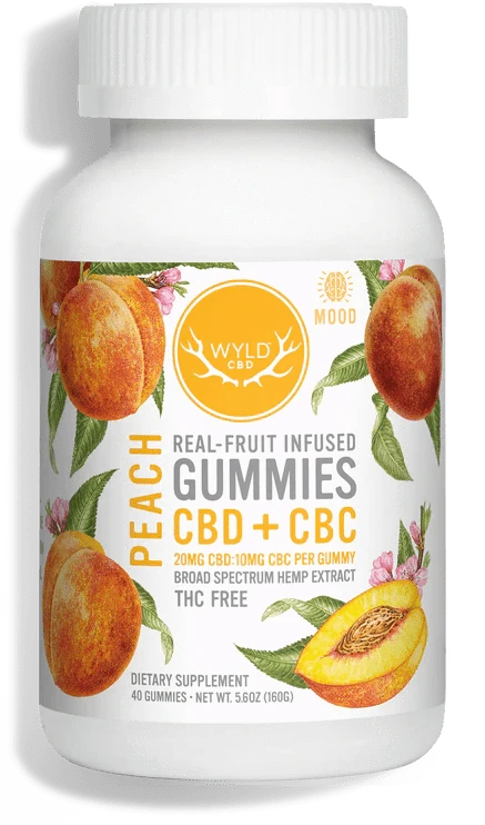 WYLD Real Fruit Infused CBD + CBC Gummies Peach (60MG -1200MG) - Discreet Smoker