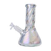 Human Grade Twisted Iridescent Beaker Water Pipe - Discreet Smoker