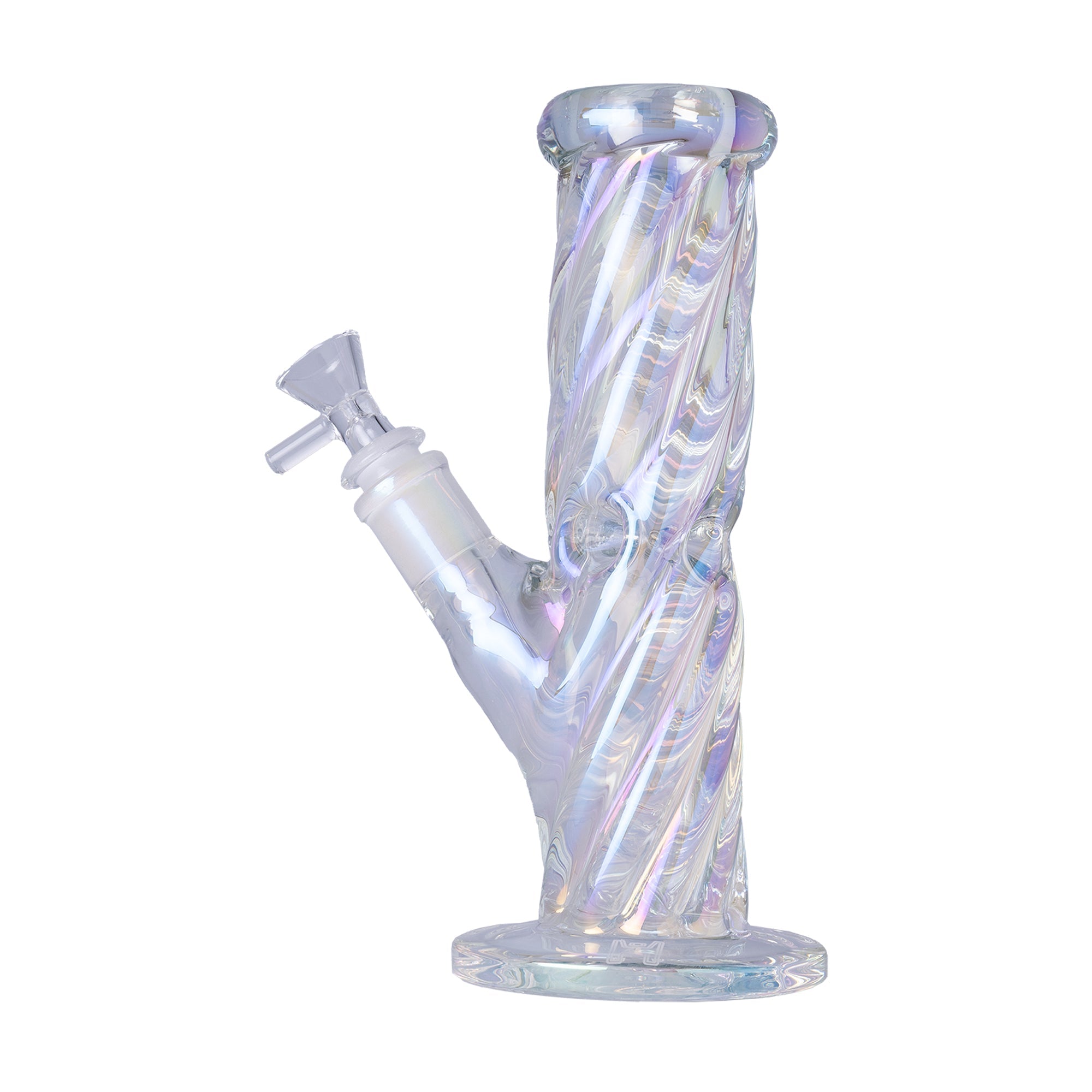 Human Grade Twisted Iridescent Tube Glass Water Pipe - Discreet Smoker