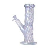 Human Grade Twisted Iridescent Tube Glass Water Pipe - Discreet Smoker