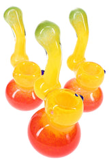 Rasta Frit Sherlock Glass Bubbler “Sunset Sway” – 5½″ - Discreet Smoker