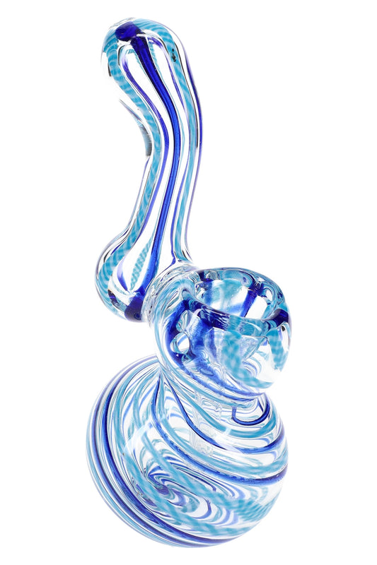 Clear Striped Glass Sherlock Bubbler “Stripe Scout” – 5″ – Assorted Colors - Discreet Smoker