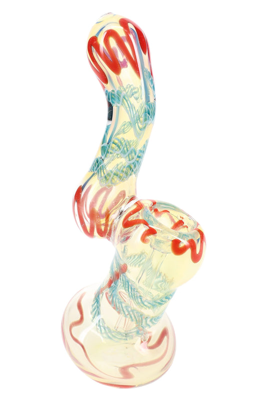 Color-Changing Striped Glass Sherlock Bubbler “Stripe Shift” – 5½″ – Assorted Colors - Discreet Smoker