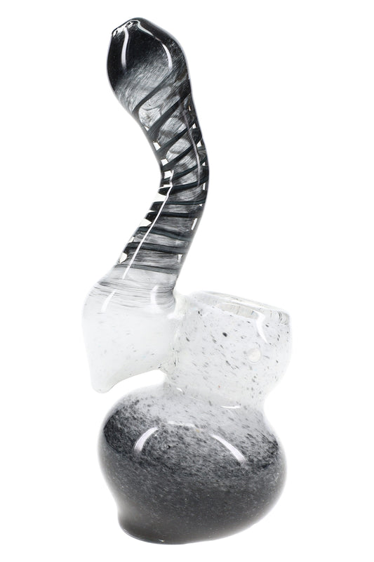 Multicolor Spiral Frit Sherlock Bubbler “Nebula Coil” – 5½″ – Assorted Colors - Discreet Smoker