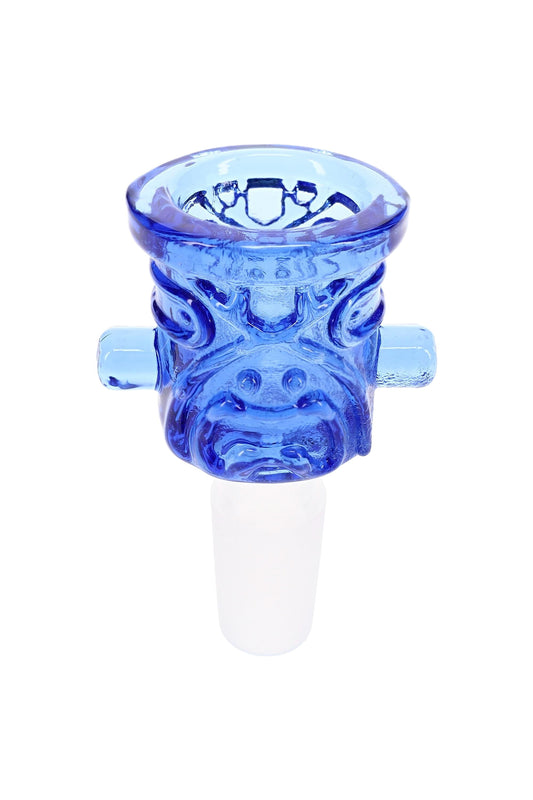 Colored Tiki Glass Bowl “Island Totem” – 14.5 mm Male – Assorted Colors - Discreet Smoker