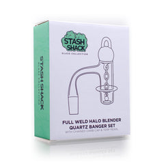 Full Weld Halo Blender Quartz Banger Set with Chained Carb Cap & Terp Pearl - Discreet Smoker