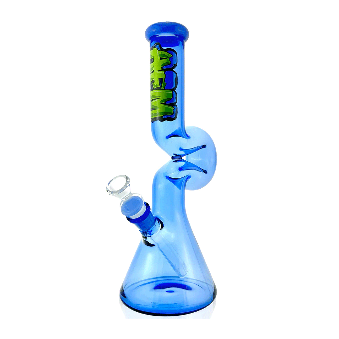AFM Glass 12" Beaker Wave Full Color Glass Water Pipe - Discreet Smoker