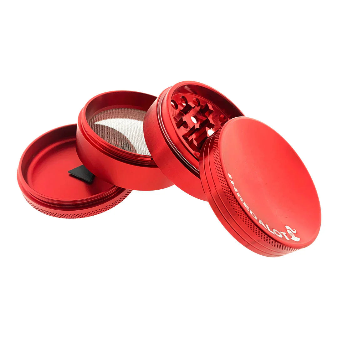 Sir Shredalot 4 Piece Curve Top Metal Herb Grinder - 63mm - Discreet Smoker