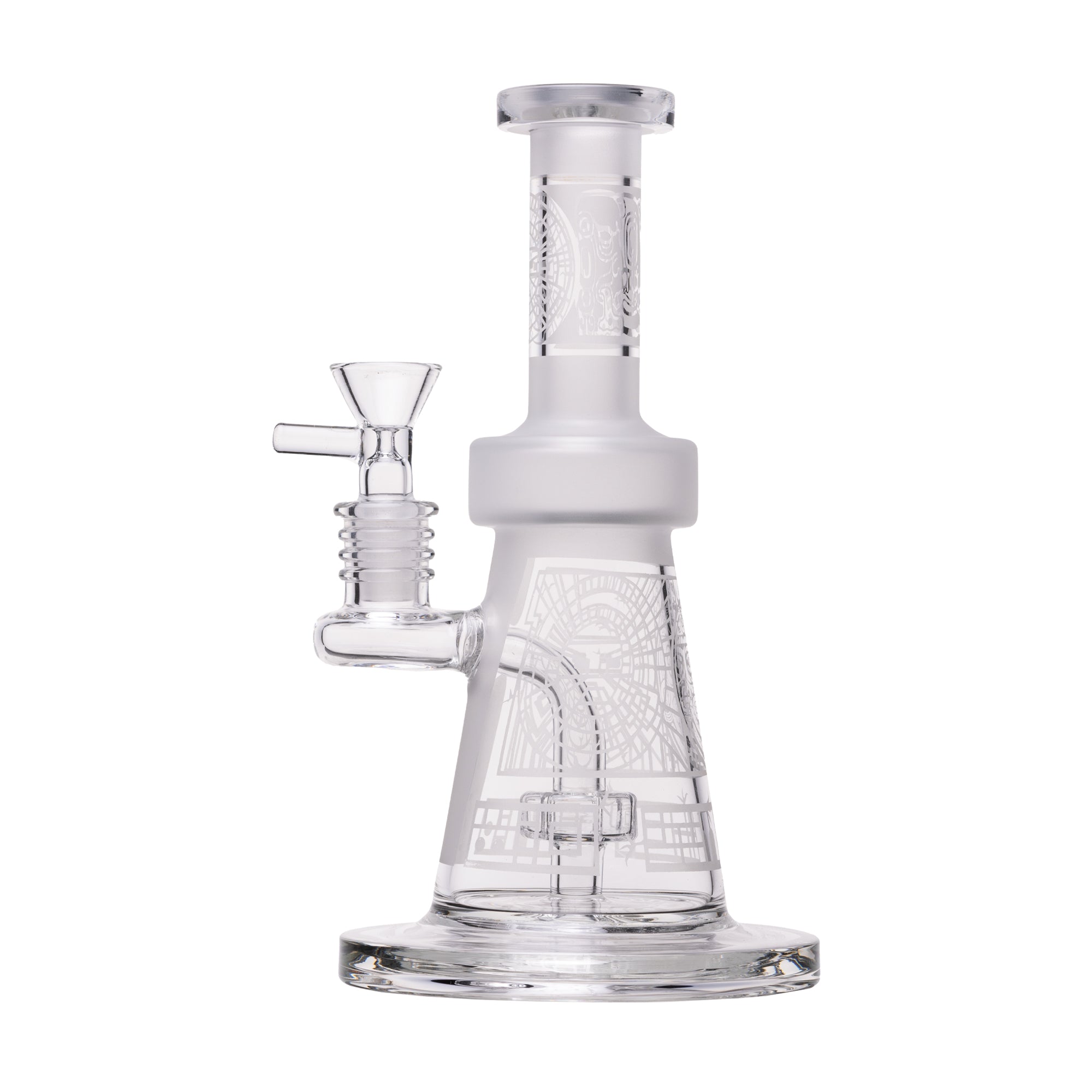 Human Grade Aztec (Sandblasted) Glass Water Pipe - Discreet Smoker