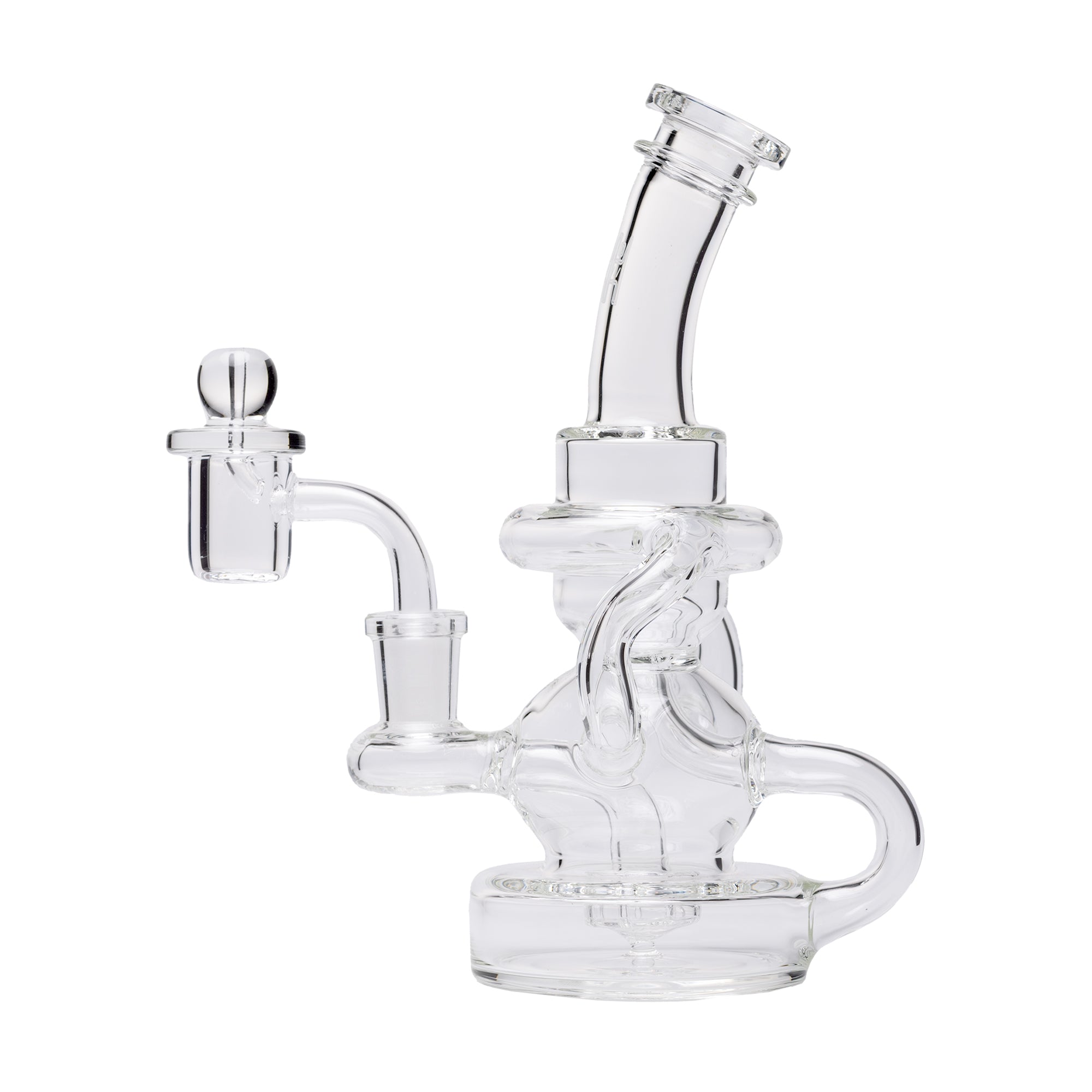 Human Grade Stubby Klein Glass Recycler Rig Water Pipe - Discreet Smoker