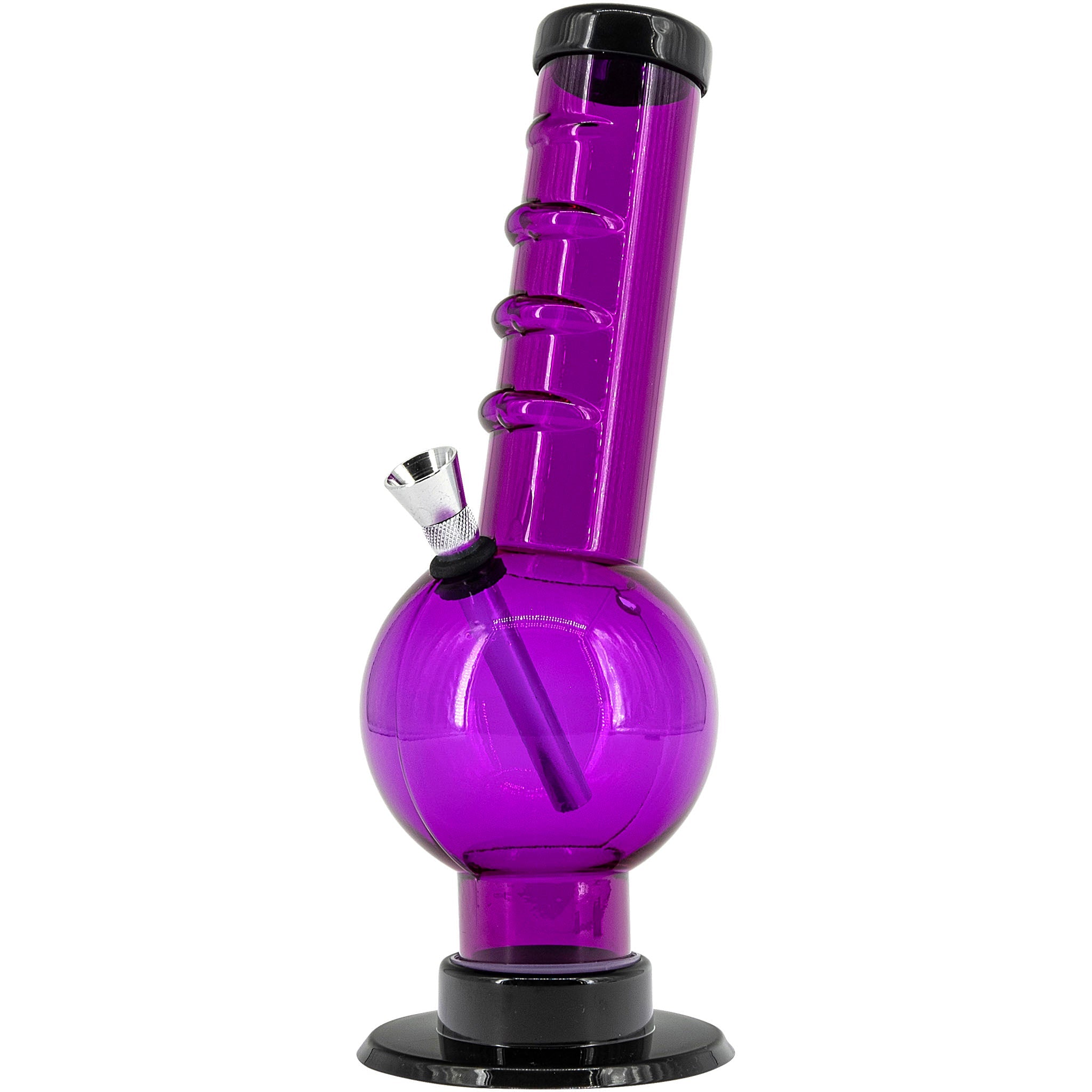 JM Enterprises 9-12" Acrylic Angled Neck Straight Tube Bubble Bong - Multiple Colors - Discreet Smoker