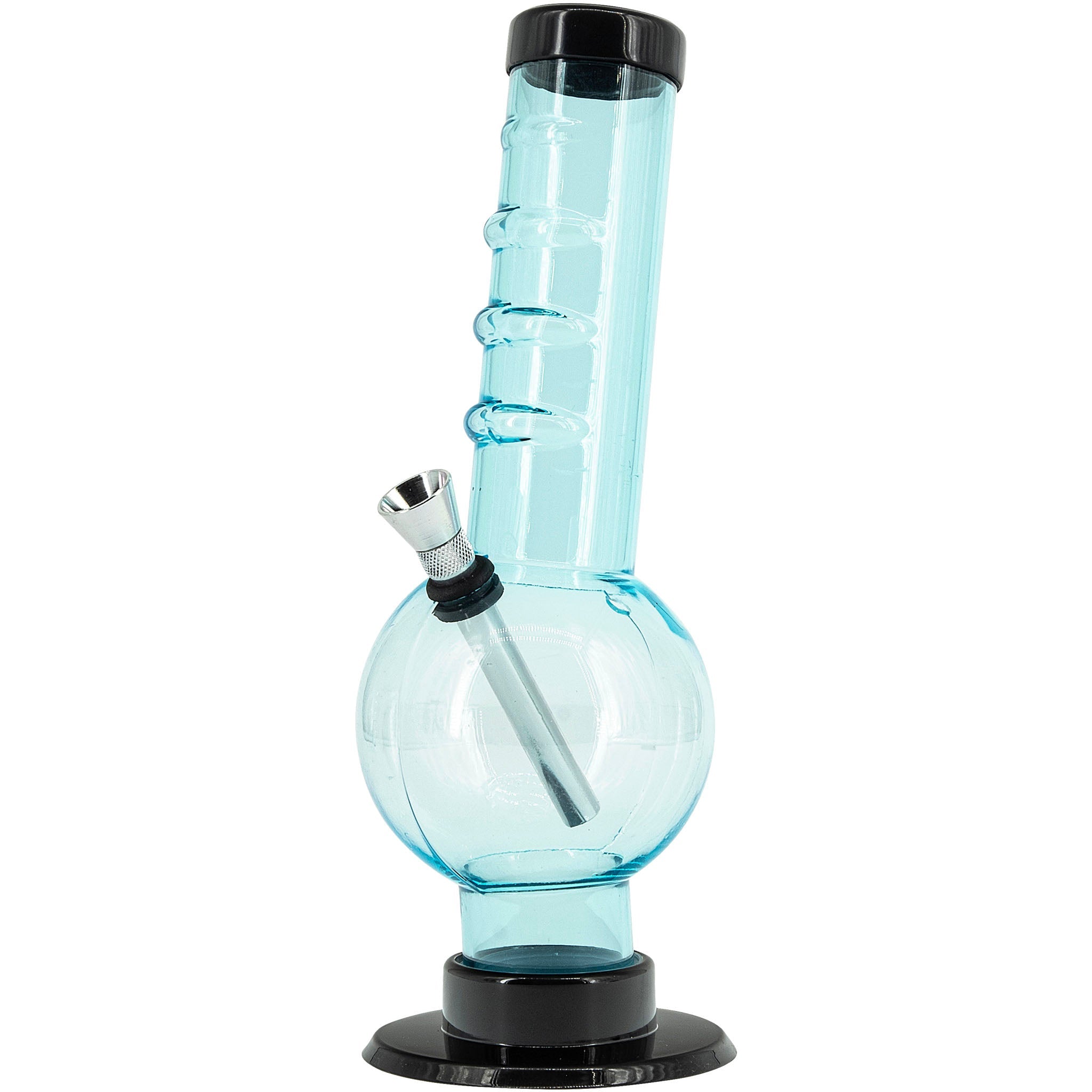 JM Enterprises 9-12" Acrylic Angled Neck Straight Tube Bubble Bong - Multiple Colors - Discreet Smoker