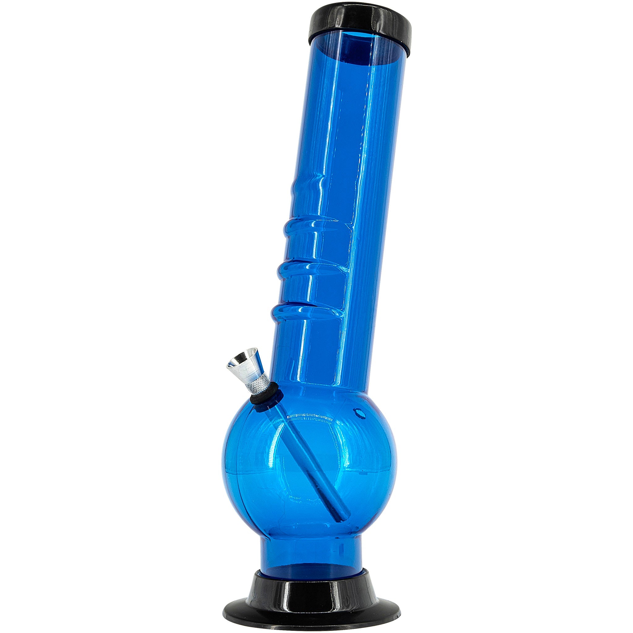 JM Enterprises 9-12" Acrylic Bent Neck Bubble Base Bong - Multiple Colors - Discreet Smoker