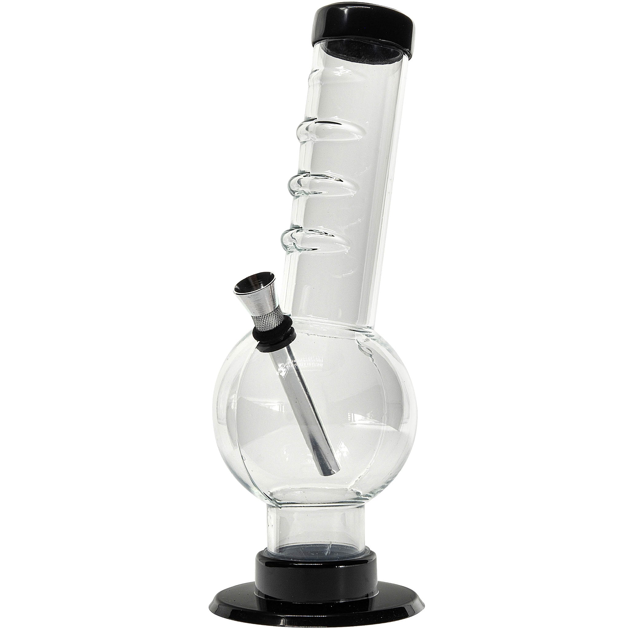 JM Enterprises 9-12" Acrylic Angled Neck Straight Tube Bubble Bong - Multiple Colors - Discreet Smoker