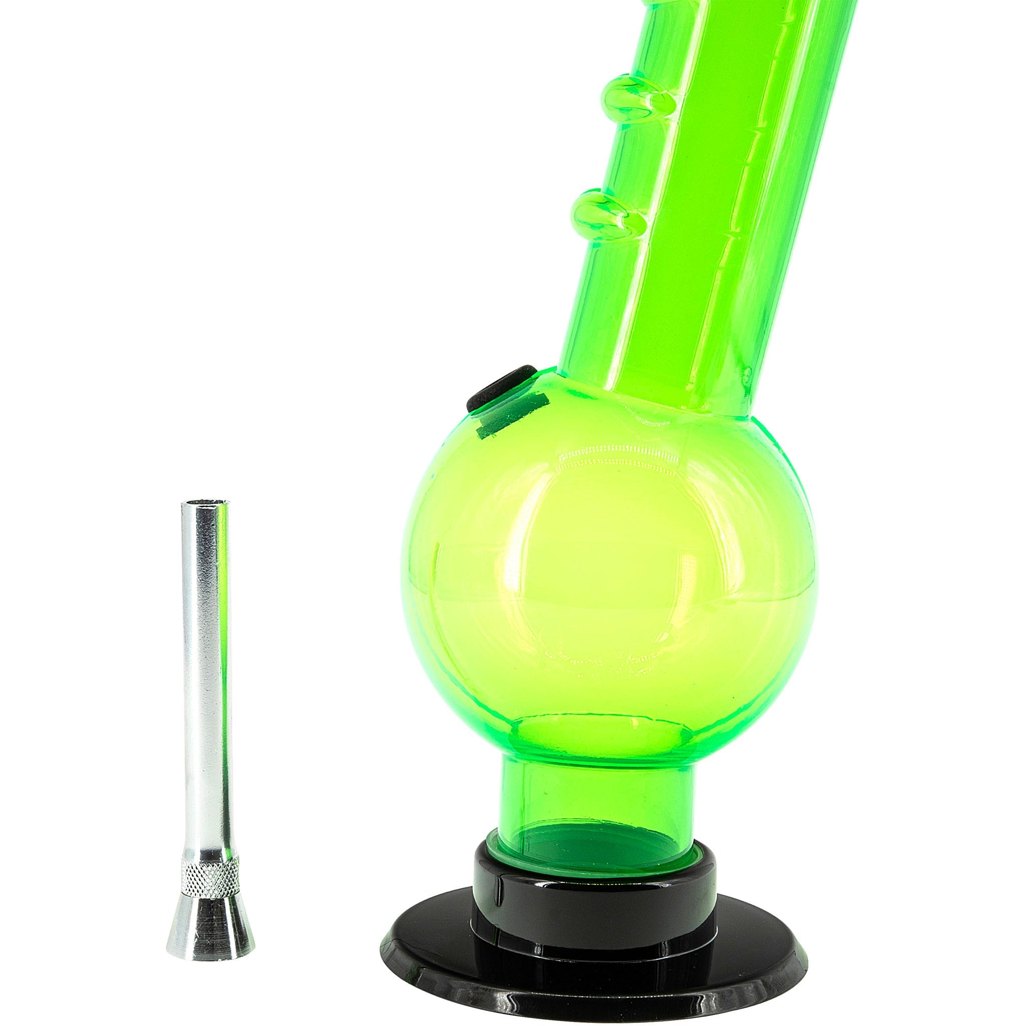JM Enterprises 9-12" Acrylic Angled Neck Straight Tube Bubble Bong - Multiple Colors - Discreet Smoker