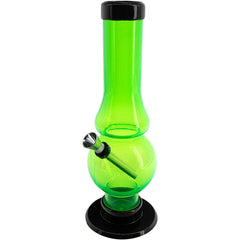 JM Enterprises 6-9" Acrylic Straight Tube Bubble Flare Bong - Multiple Colors - Discreet Smoker