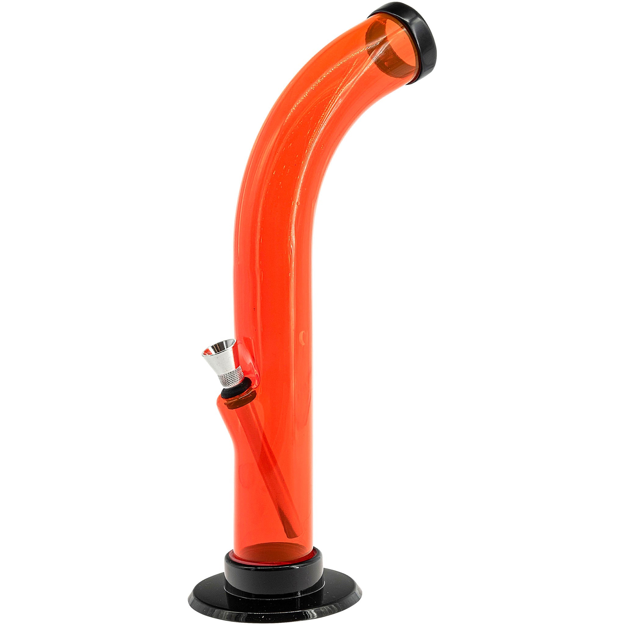 JM Enterprises 10'' Acrylic Curved Tube Bong - Multiple Colors - Discreet Smoker