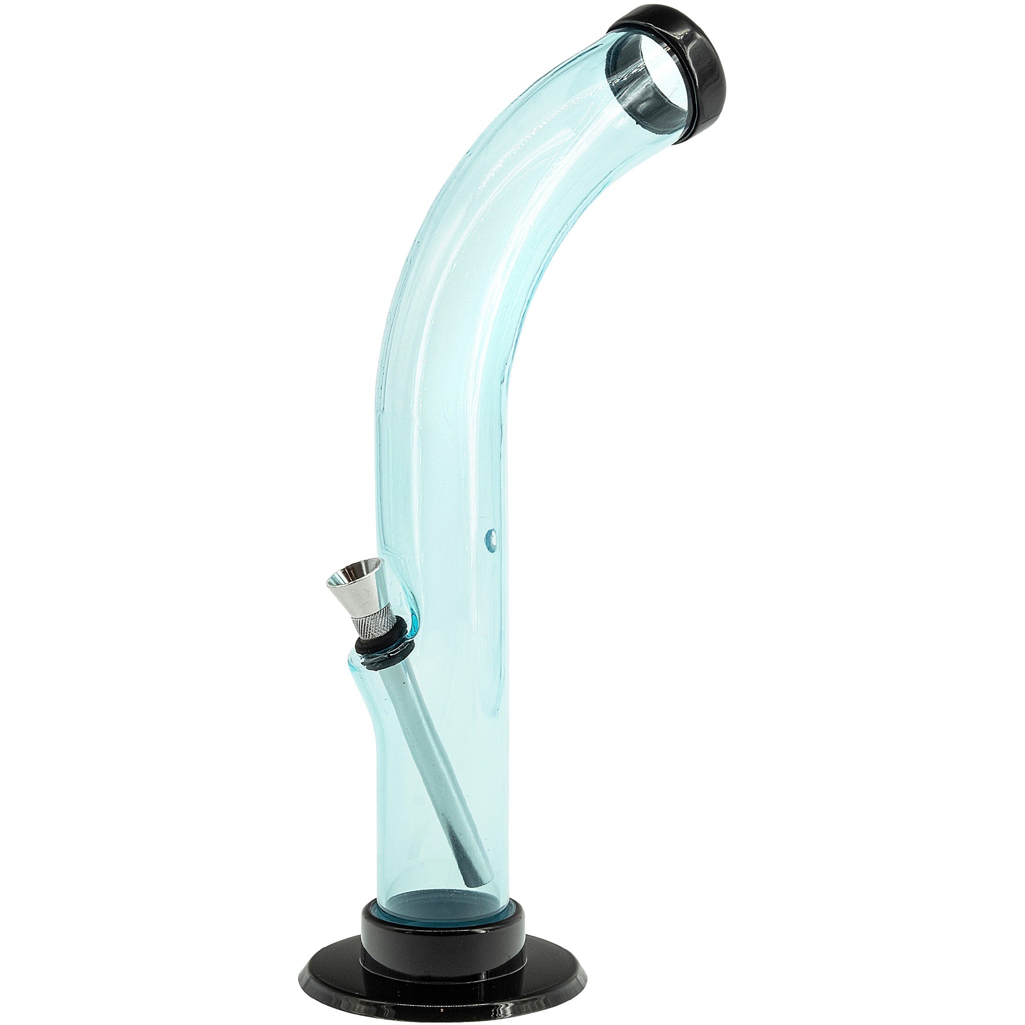 JM Enterprises 10'' Acrylic Curved Tube Bong - Multiple Colors - Discreet Smoker
