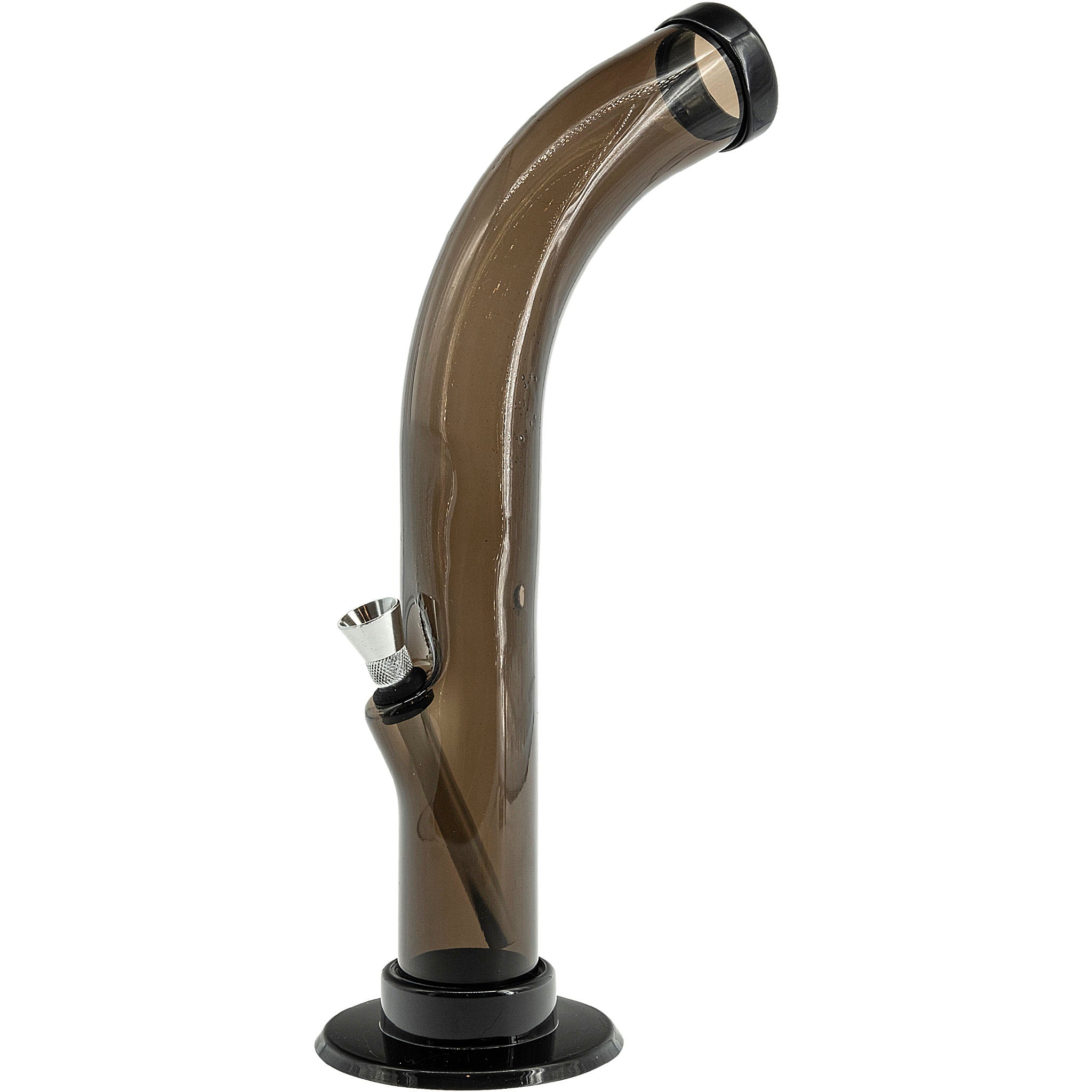 JM Enterprises 10'' Acrylic Curved Tube Bong - Multiple Colors - Discreet Smoker