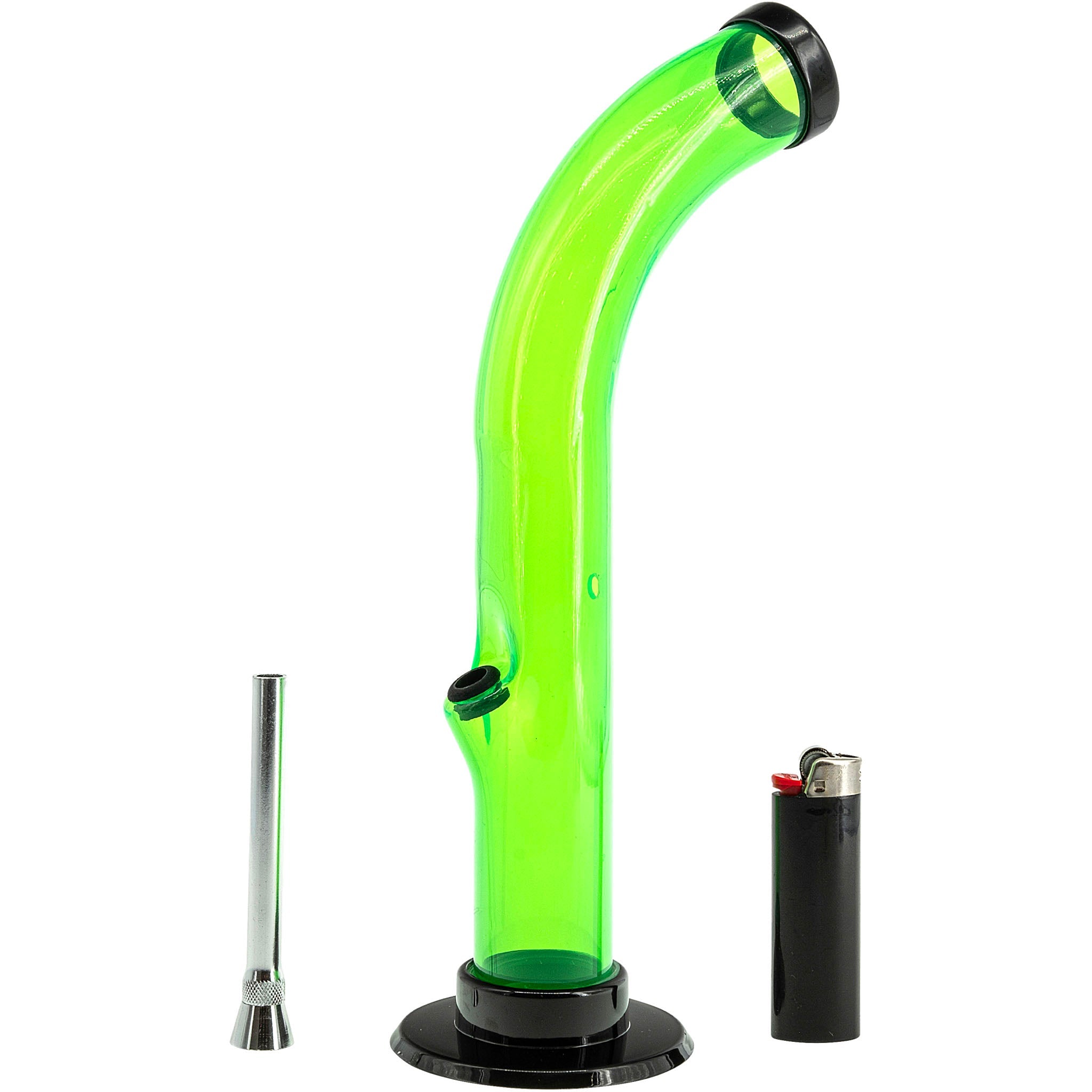 JM Enterprises 10'' Acrylic Curved Tube Bong - Multiple Colors - Discreet Smoker
