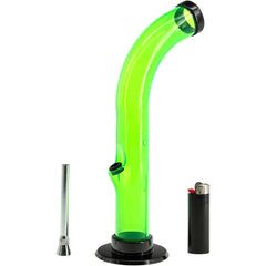 JM Enterprises 10'' Acrylic Curved Tube Bong - Multiple Colors - Discreet Smoker