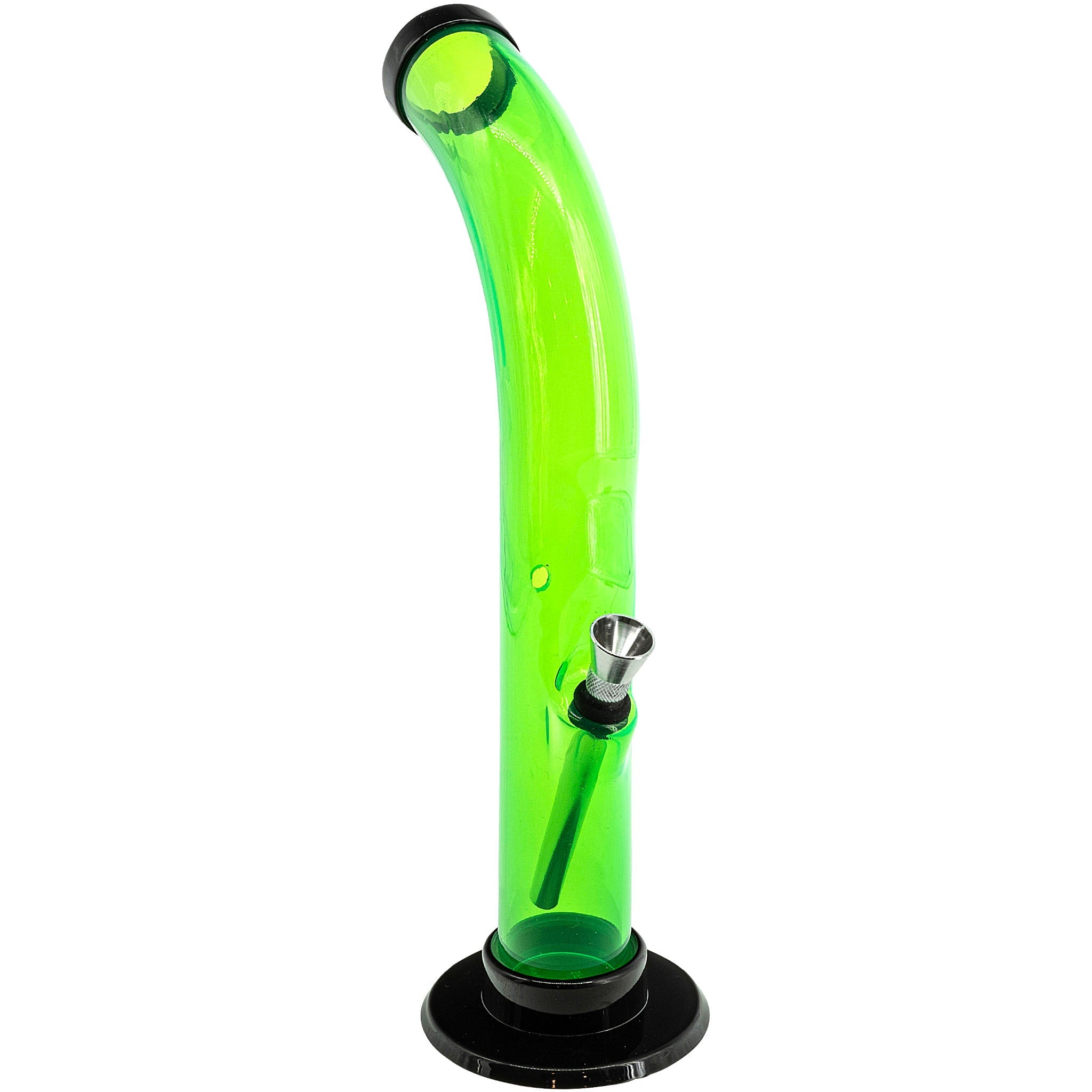 JM Enterprises 10'' Acrylic Curved Tube Bong - Multiple Colors - Discreet Smoker