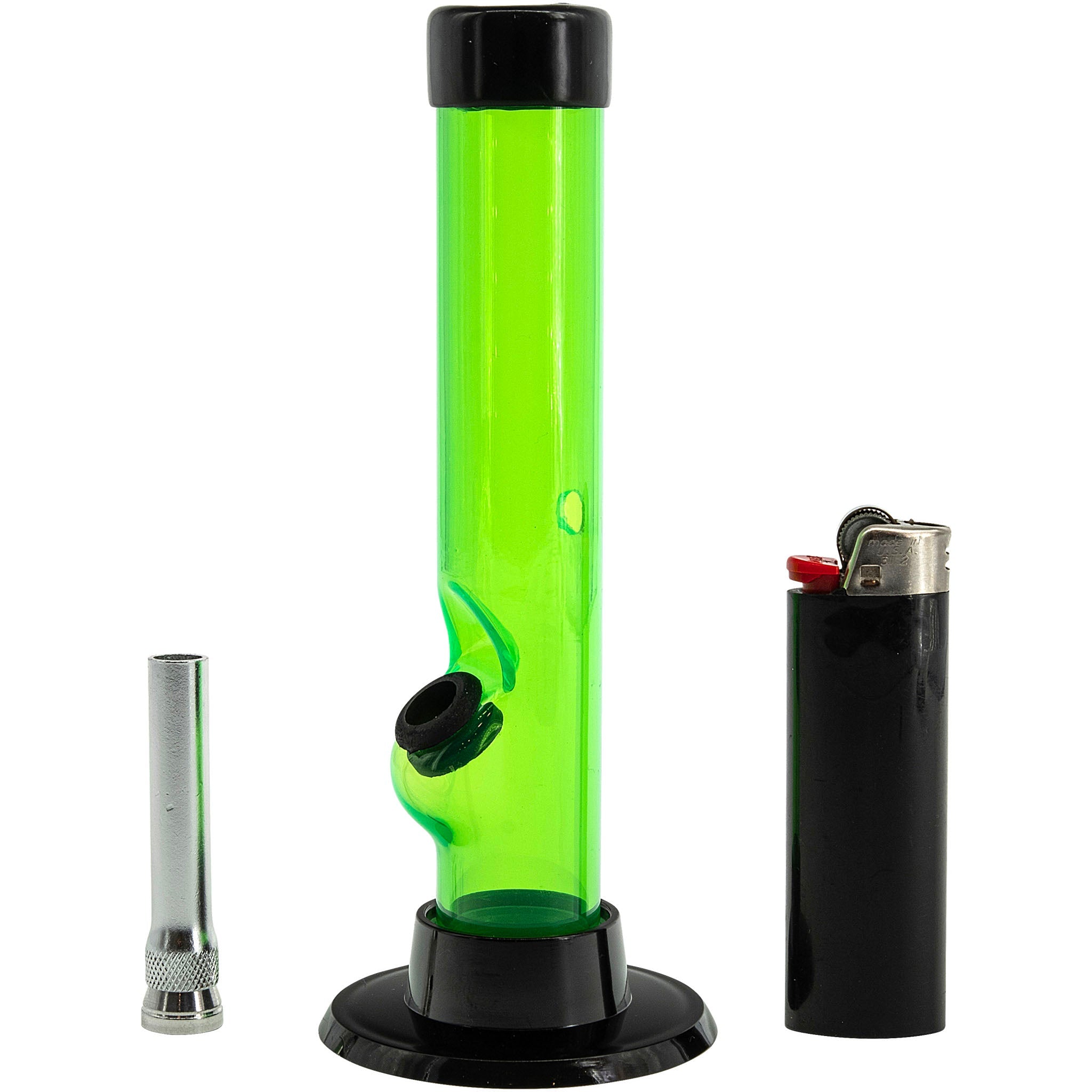 JM Enterprises 6" Acrylic Straight Tube Bong - Multiple Colors - Discreet Smoker
