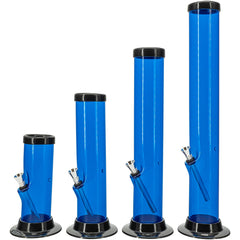 JM Enterprises 6-9-12-15" Acrylic Straight Tube Basic Bong - Multiple Colors - Discreet Smoker