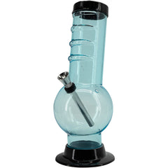 JM Enterprises 9-12" Acrylic Bent Neck Bubble Base Bong - Multiple Colors - Discreet Smoker