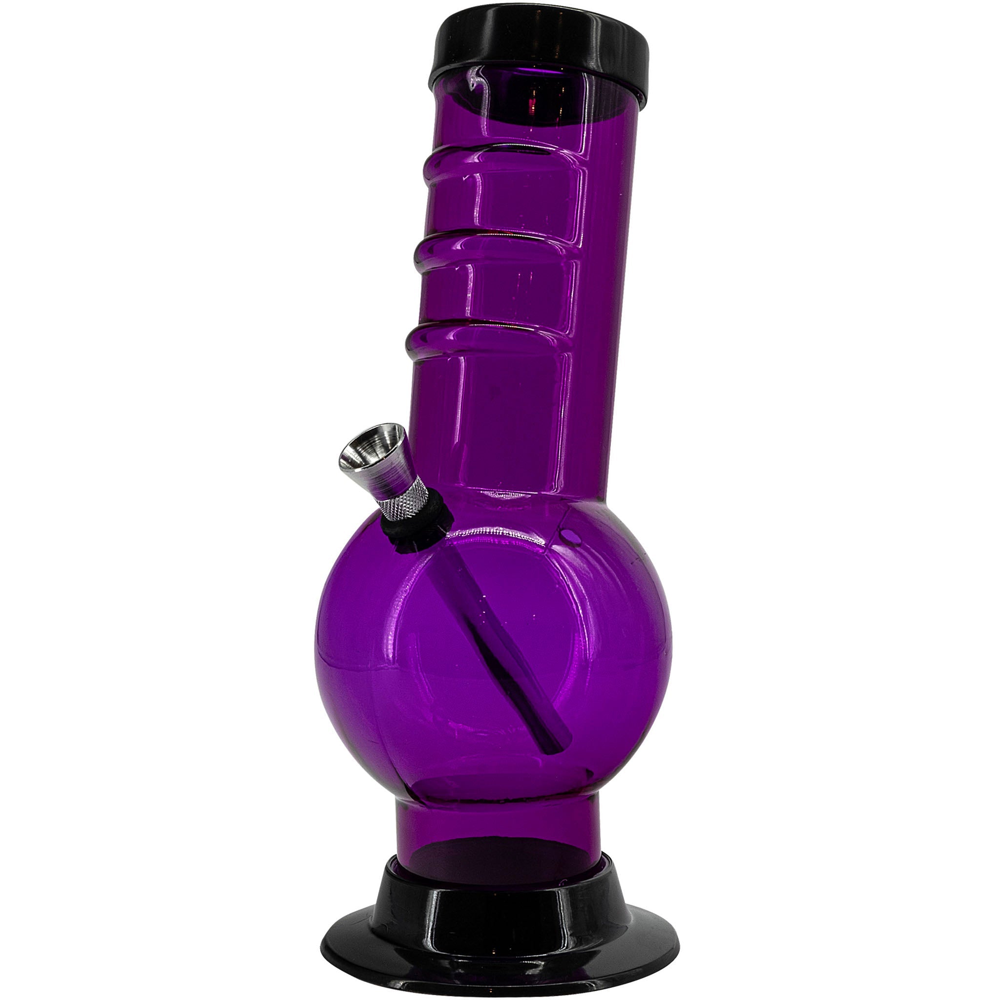 JM Enterprises 9-12" Acrylic Bent Neck Bubble Base Bong - Multiple Colors - Discreet Smoker