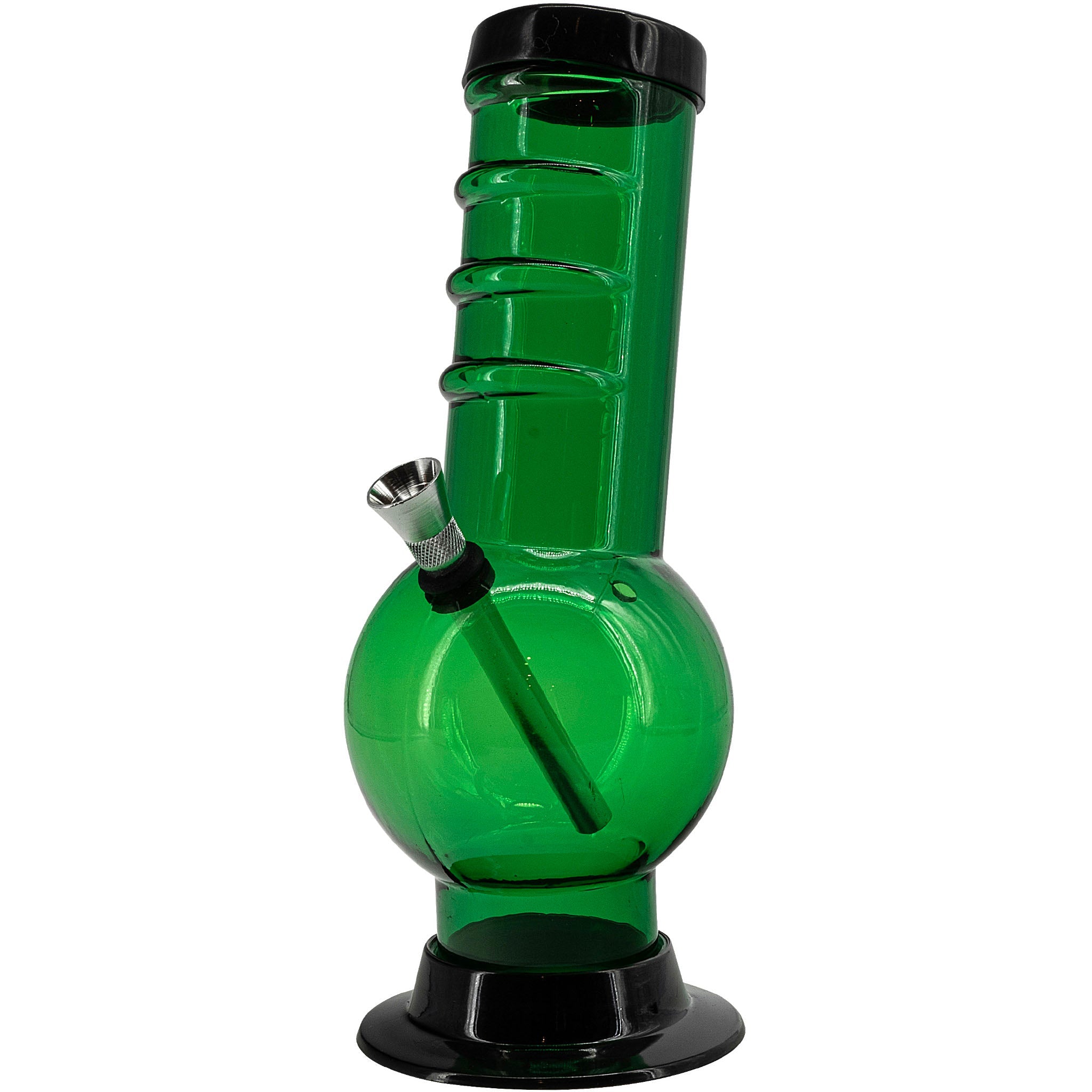 JM Enterprises 9-12" Acrylic Bent Neck Bubble Base Bong - Multiple Colors - Discreet Smoker