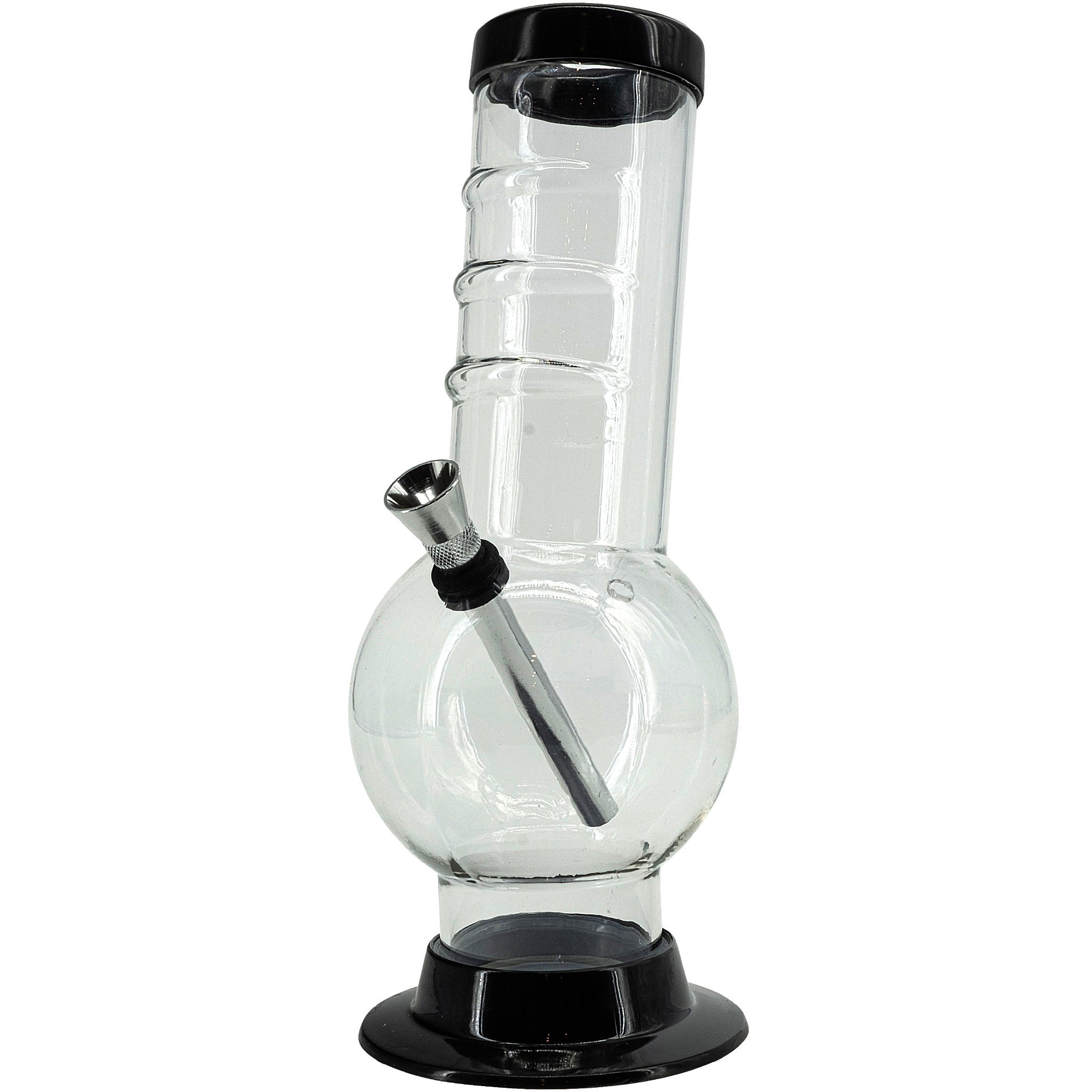 JM Enterprises 9-12" Acrylic Bent Neck Bubble Base Bong - Multiple Colors - Discreet Smoker