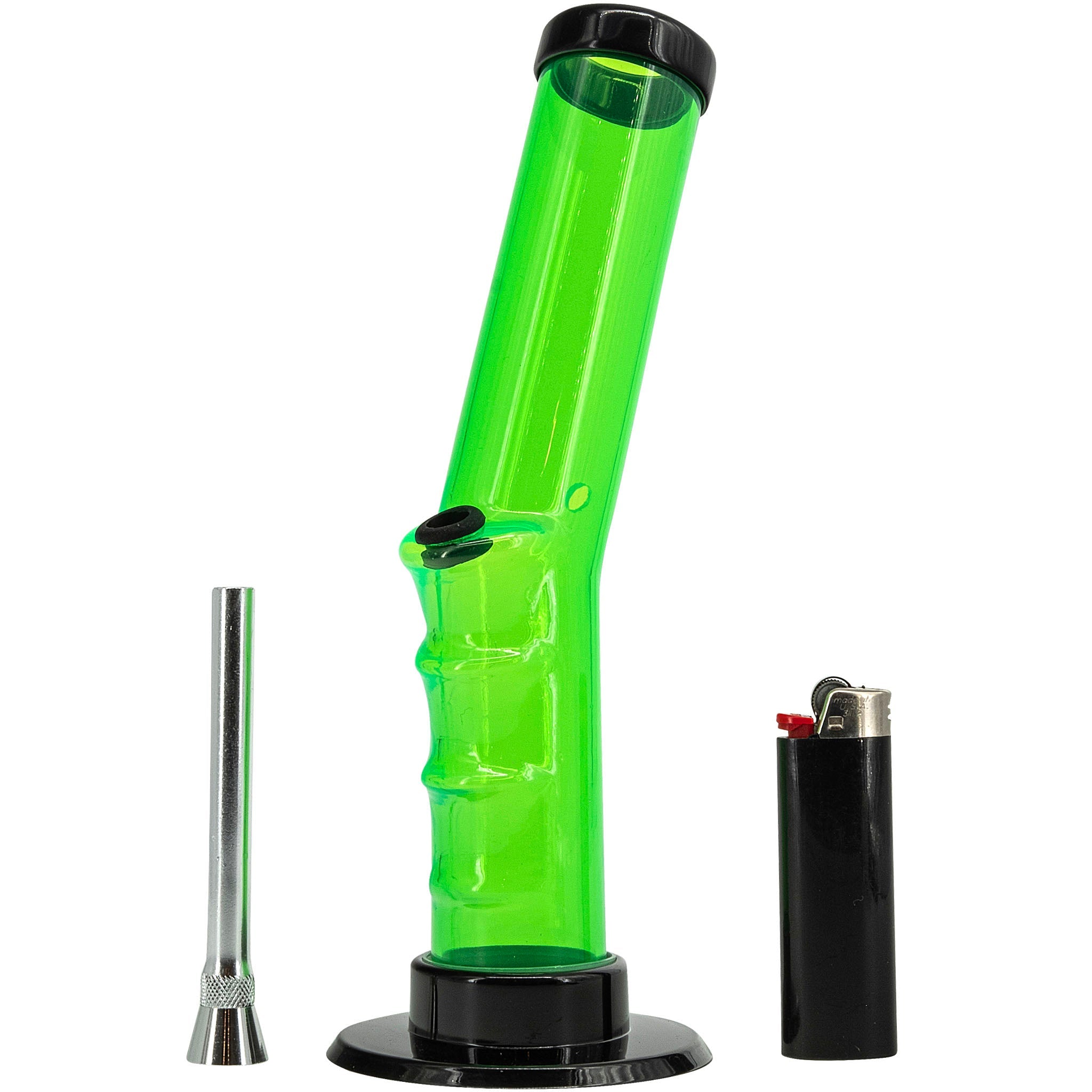 JM Enterprises 9-12" Acrylic Angled Straight Tube Bong - Multiple Colors - Discreet Smoker