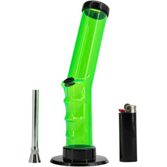 JM Enterprises 9-12" Acrylic Angled Straight Tube Bong - Multiple Colors - Discreet Smoker