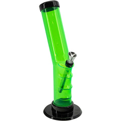 JM Enterprises 9-12" Acrylic Angled Straight Tube Bong - Multiple Colors - Discreet Smoker