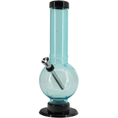 JM Enterprises 9-12" Acrylic Straight Tube Bubble Bottom Bong - Multiple Colors - Discreet Smoker