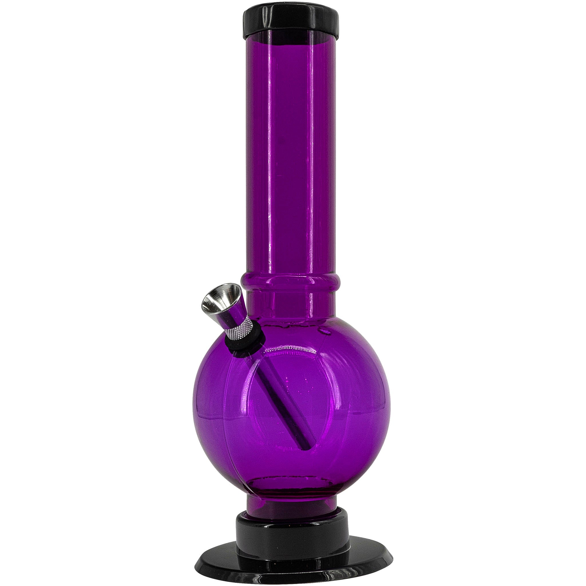 JM Enterprises 9-12" Acrylic Straight Tube Bubble Bottom Bong - Multiple Colors - Discreet Smoker