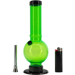 JM Enterprises 9-12" Acrylic Straight Tube Bubble Bottom Bong - Multiple Colors - Discreet Smoker