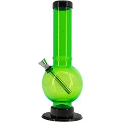 JM Enterprises 9-12" Acrylic Straight Tube Bubble Bottom Bong - Multiple Colors - Discreet Smoker